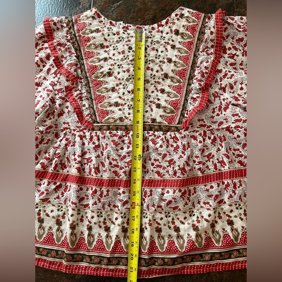 New women’s Calypso St Barth cotton quilt milkmaid boho flowy ruffle top. Large - Picture 15 of 16